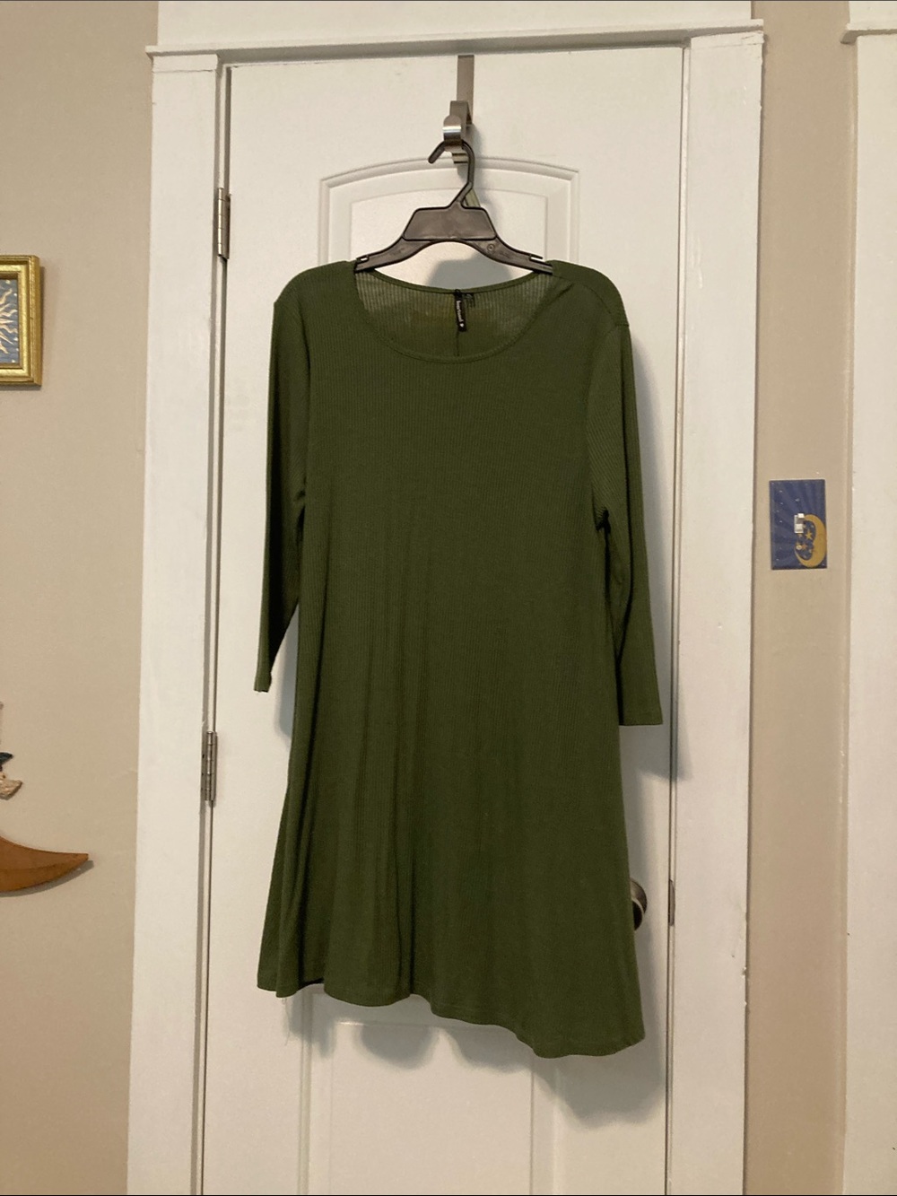 HeartSoul Olive Green Swing Dress with Scoop Neck